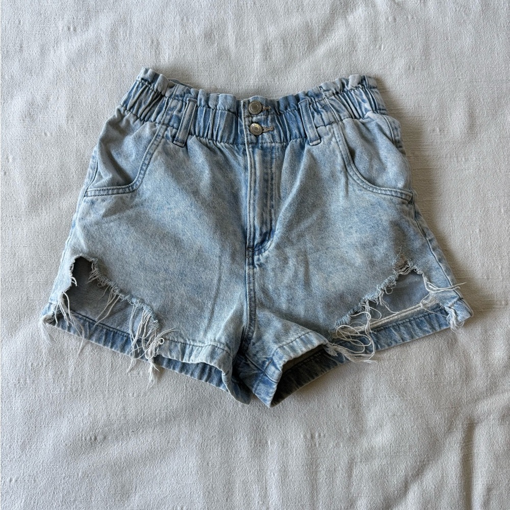 Women's Light Wash Distressed Denim Shorts